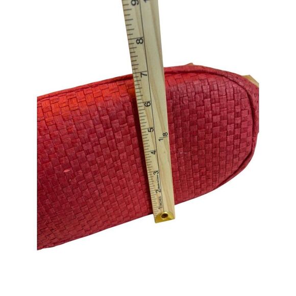 Cooperstown Dreams Park Baseball Themed Tote Bag With Red & Beige Straw Design - Picture 8 of 9